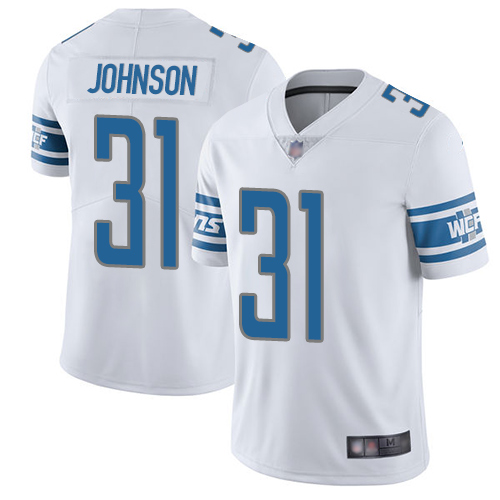 Detroit Lions Limited White Youth Ty Johnson Road Jersey NFL Football #31 Vapor Untouchable->youth nfl jersey->Youth Jersey